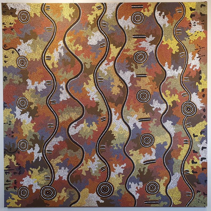 Long Jack Philipus Tjakamarra Australian Aboriginal Artist. 180 x 180cms